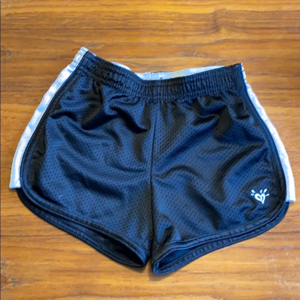 Justice girls black white running shorts